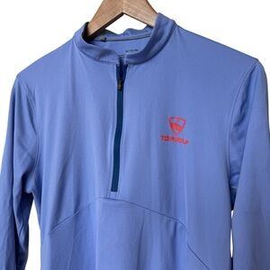 Under Armour Women's Blue Quarter-Zip Pullover Shirt XL Topgolf Logo Stretch